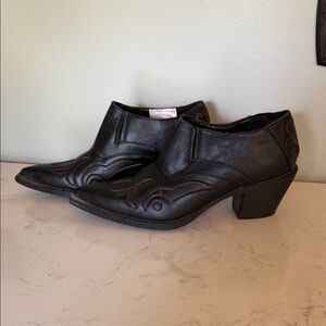 Roper Black Western Ankle Booties with Low Block Heel